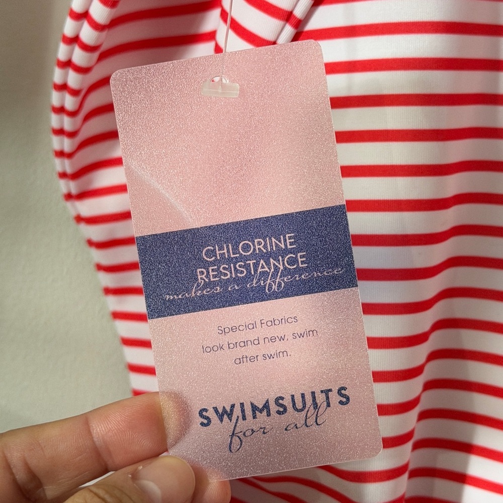 Swimsuits For All 20 Red White Long Sleeve Rash Guard Swim Top NEW - Picture 8 of 9